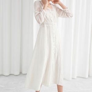& other stories white lace midi dress